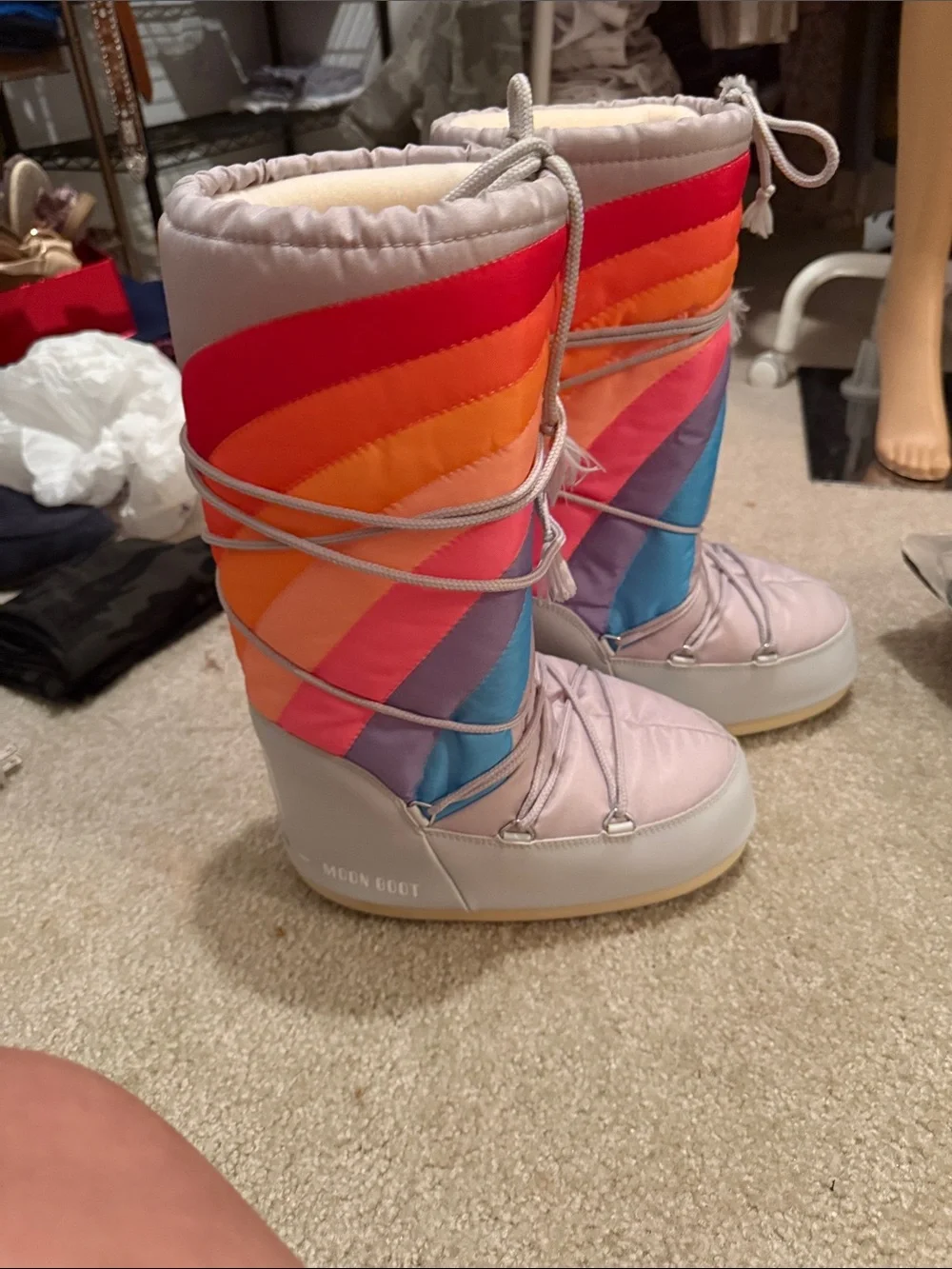 Moon Boot Women’s Multicolor Quilted Snow Boot - Pink Orange Blue Purple
